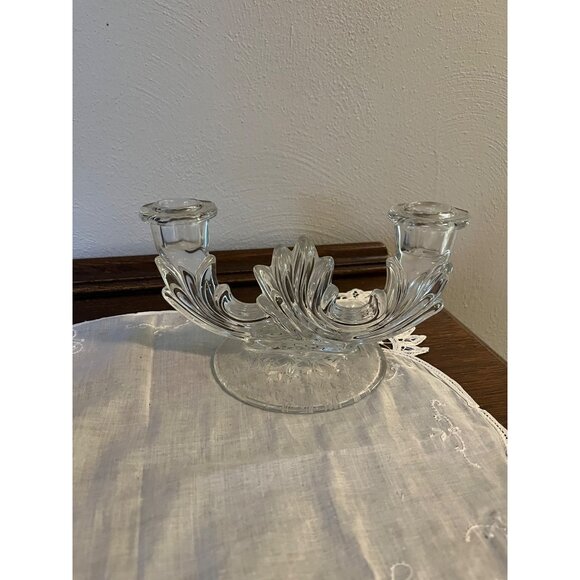 Vintage Fostoria Barouque Etched Double Candlestick - Picture 1 of 5
